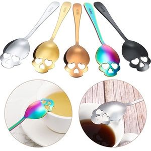 💀 1 Single Metallic Stainless Steel Skeleton Skull Sugar Spoon 💀
